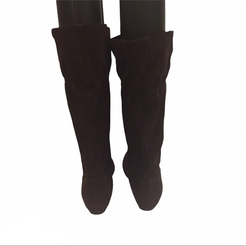 BCBG PL-Giselle Tassel Knee Suede Brown Boots 6.5